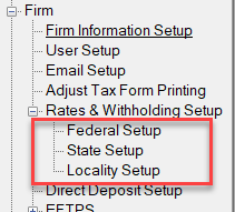 rates and withholding setup selector